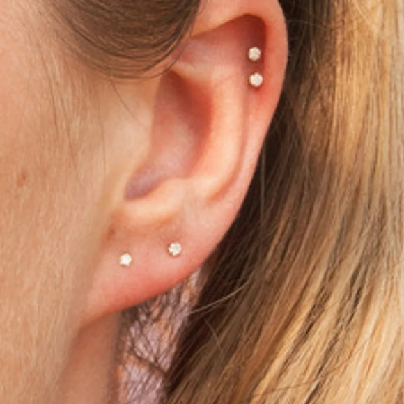 Set/combo/ Super tiny sparks/solitaire dots diamond style zirconia stud earrings - Picture 1 of 1